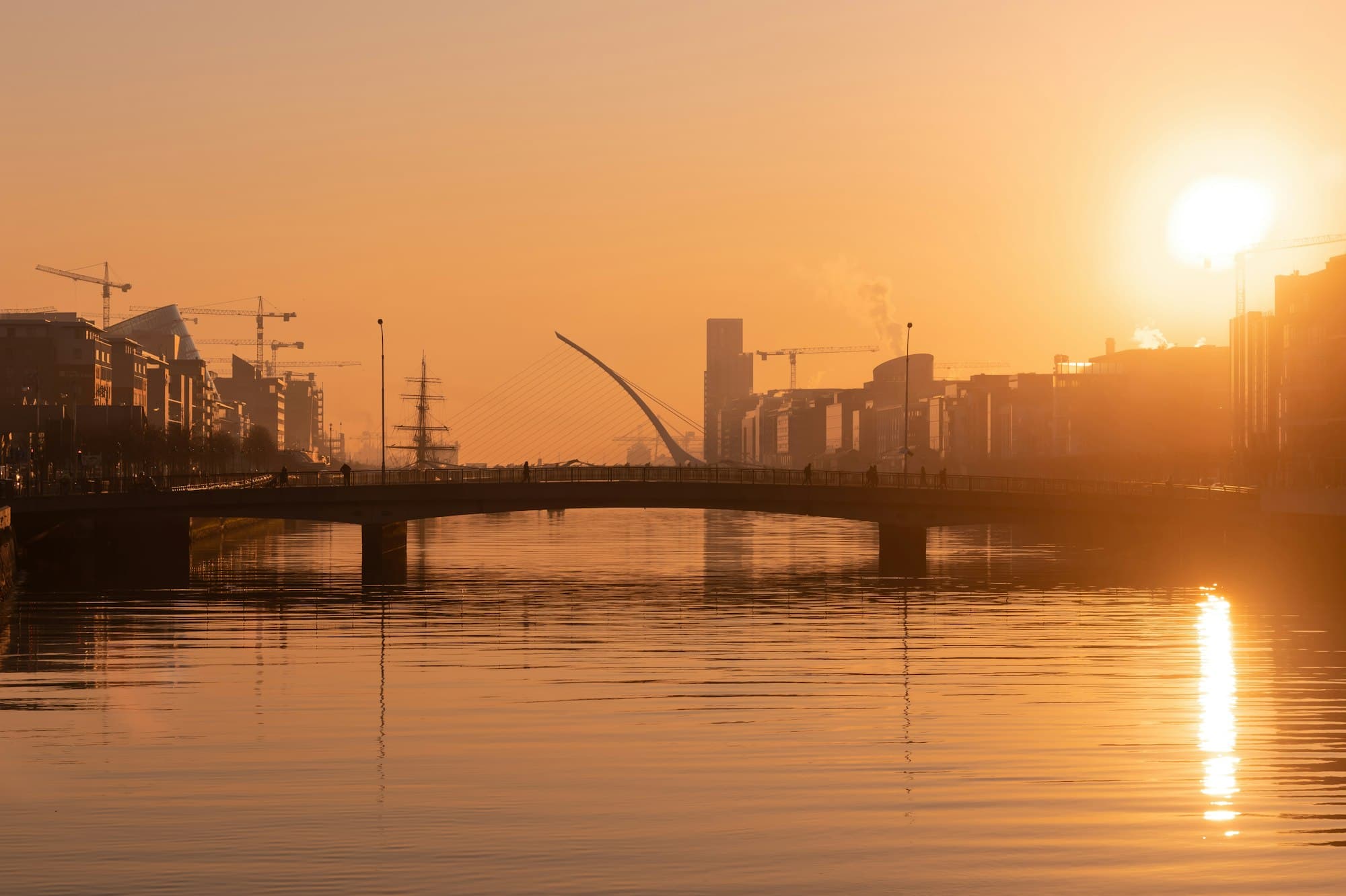 Sunset over the River Liffey in Dublin
